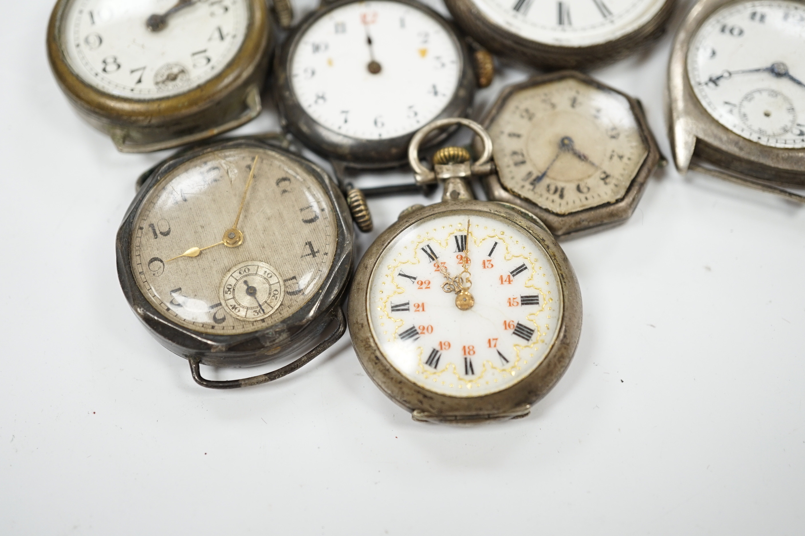Nine assorted mainly silver fob or wrist watches including Ontime.